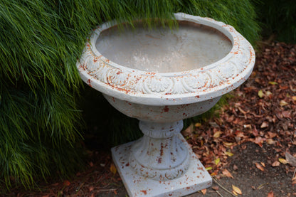 top view of rust/aged urn