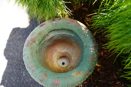 top view of green Patina Pedestal Urn