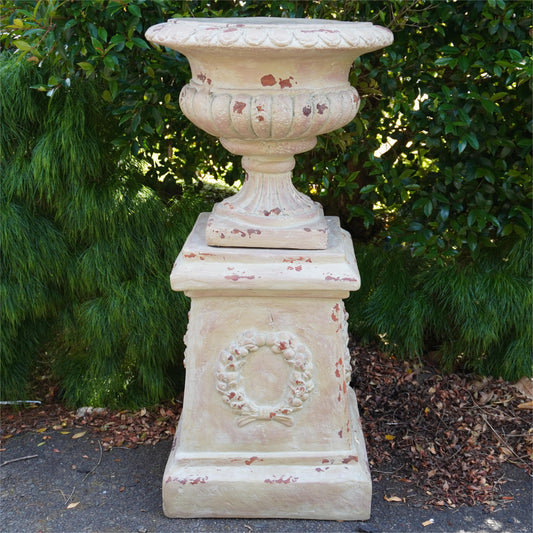 Aged Terracotta Classic Urn & Plinth